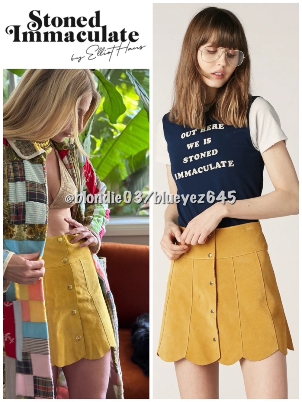 Stoned Immaculate Marcia Suede Petal Skirt in Mustard M